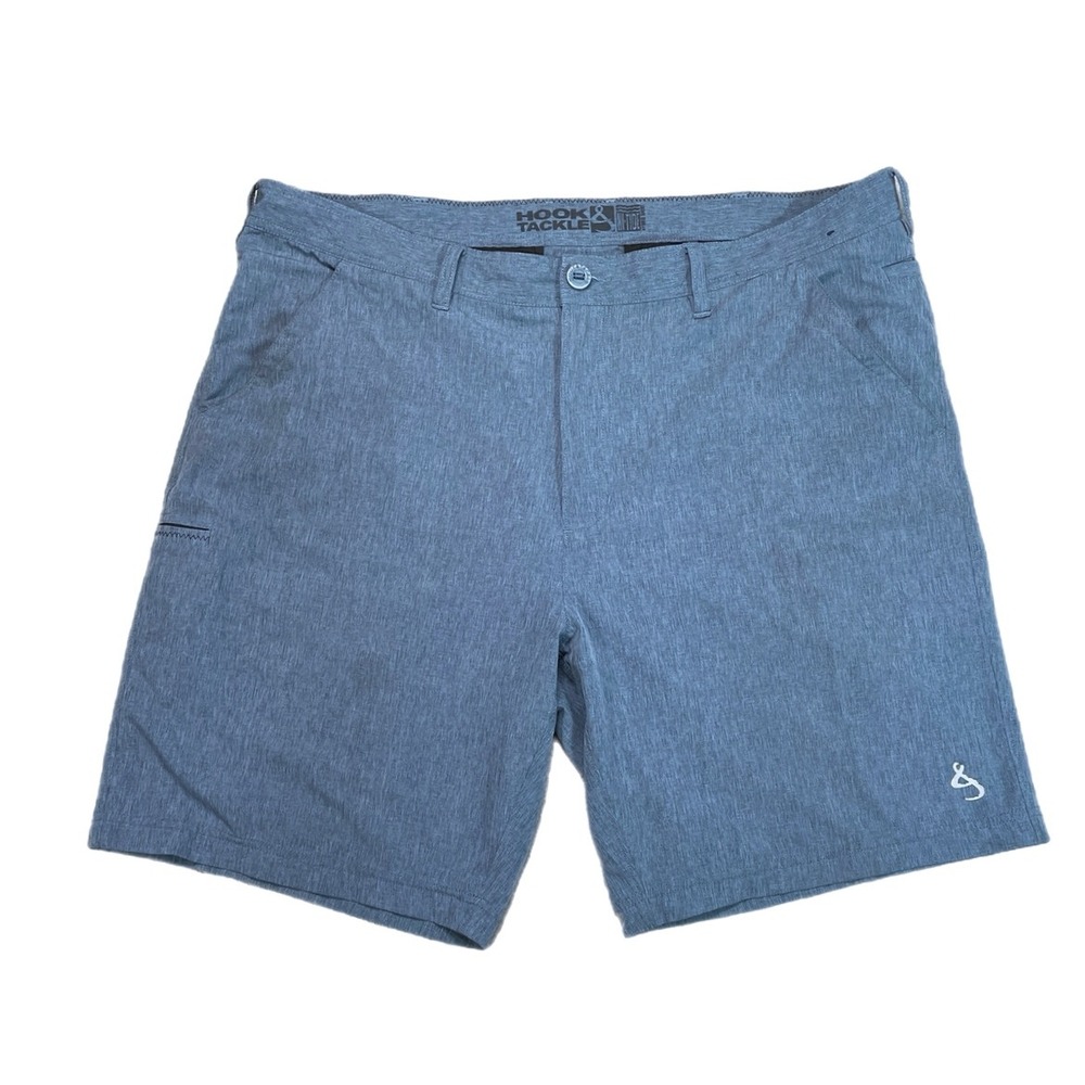 Hook & Tackle Men's Size 40 Blue Heathered Performance Fishing Shorts outdoors